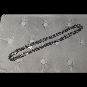 Elegant Super Long Glass Bead Necklace Smokey Grey 31"